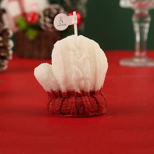 4 Pcs Christmas Knitted Glove Shaped Candles Wax Scented Candles for Home Table Christmas Party Holiday New Year Decor