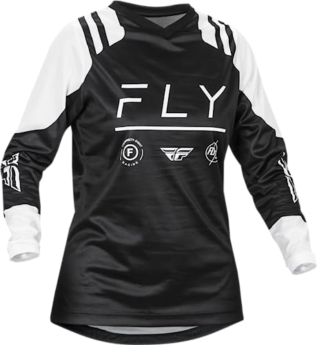 Fly Racing Women's F-16 Motocross & Mountain Bike Jersey - Protective Jersey for Dirt Bike, MTB, BMX and Motorcycle Riding Black/White