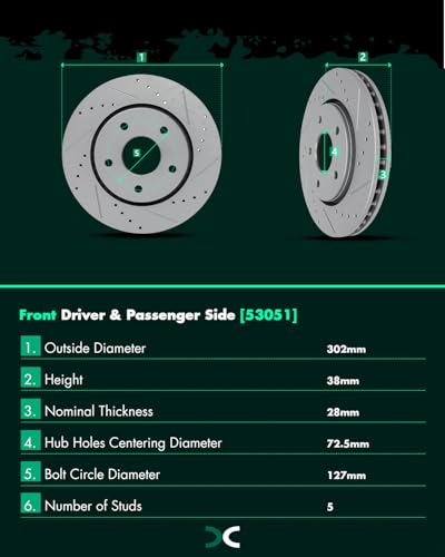 Image of SCITOO Front Brake Rotors 2x Drilled & Slotted Brakes Rotor:53051