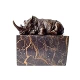 HXPBJ Ornamentes Dekorations  Bronzestatuen Tierskulpturen Rhinoceros Home Decor Marmorsockelsammlung, Bronze