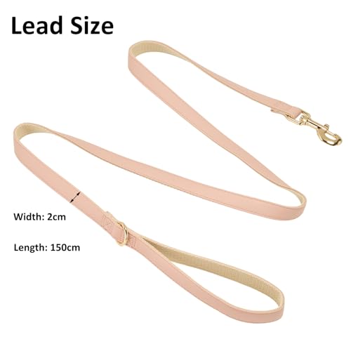 YUDOTE 150 cm weiche Hundeleine aus Baumwolle mit PU-Leder, Hellrosa, Bequeme Flache Leine für mittelgroße Hunde, ideal für tägliche Spaziergänge, Jogging und Outdoor-Aktivitäten