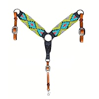 Cheval's International Western Collier de cheval en mohair fait à la main en laine et cuir de qualité supérieure, réglable, durable et confortable pour chevaux – Poney bleu mer