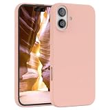 EAZY CASE custodia per cellulare in silicone premium compatibile con iPhone 16 Plus con protezione della fotocamera e rivestimento interno custodia protettiva bumper in Rosa antico