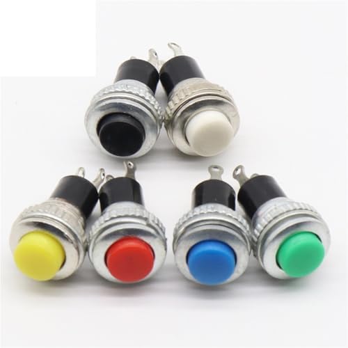 Interrupteur bouton-poussoir 10mm 250V CA | Lot de 6 pièces