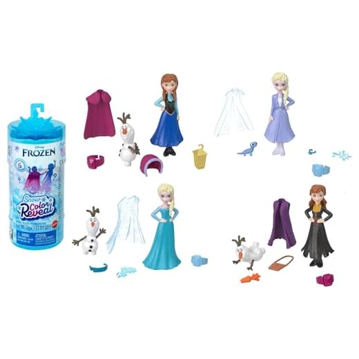 Disney Frozen Toys, Snow Color Reveal Doll with 6 Unboxing Surprises Including Character Figure, Inspired by Disney Movies