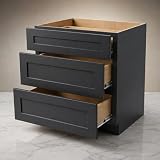 CozyHommie 27' Kitchen Base Cabinet with 3 Drawers - Shaker Style RTA Cabinet with Full Solid Wood Cabinets, US Standards (27' Width x 24' Depth x 34-1/2' Height)