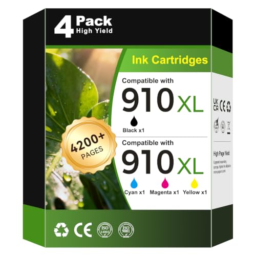 910 910XL Ink Cartridges Combo Pack Compatible for HP 910 Ink 8025e 4 PACK