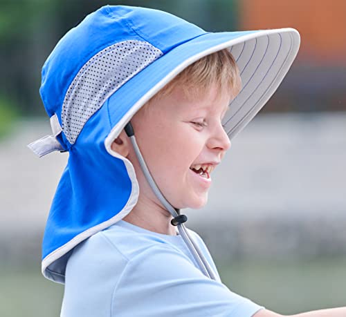 Connectyle Kids Neck Flap Sun Hat Upf 50+ Protection Fishing Hats Adjustable Summer Beach Hat Blue #TOP1