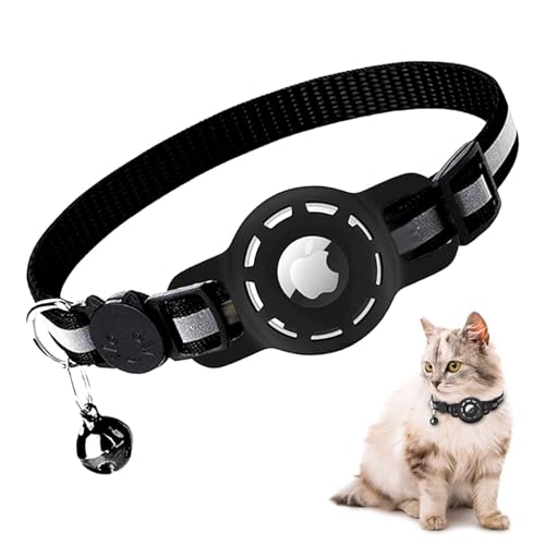 GWAWG 1PCS Collar Reflectante Ajustable para Gatos Apple Airtag Collar Gato, airtag Apple, GPS Gatto Tracker Collare con Airtag e Supporto Campanello, Copertura Protettiva per Apple Airtag Tracker