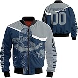 Dallas Custom Bomber Jacket Personalized Name Number Football City Casual Varsity Lettermen Jackets Windbreaker Zip Up Coat For Players Fans Coach S- 6XL