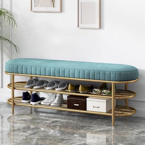 Banc à chaussures moderne en métal avec étagère multifonctionnelle - 2