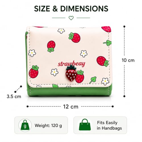 Image of Valerie Wallets for Women Leather Cute RFID Blocking Small Bifold Wallet with Zipper Coin Purse for Girls and Ladies Women's Wallet (Strawberry Green)