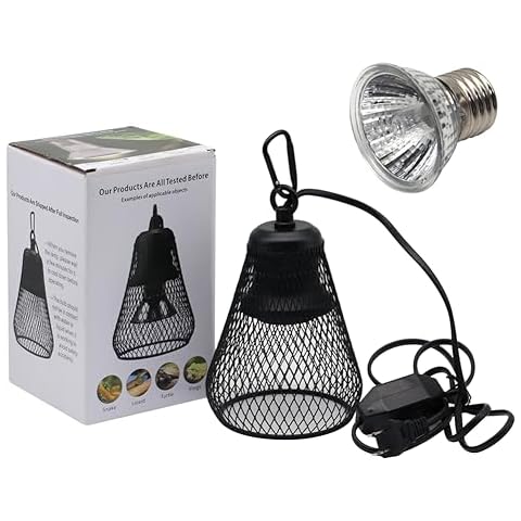 Achicklead Reptile Heat Lamp Guard Reptile Reptile Light Fixture UVB Reptile Turtle Heating Light Dome Lamp Cap Covers Max 200 Watt with one 25w Bulb for Bearded Dragon Turtle Snakes Frogs Chicks Cover