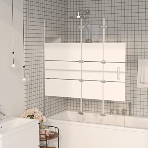 Paroi de douche avec porte coulissante, pliable, ESG, 120 x 140 cm, blanche, pour baignoire, gain de place