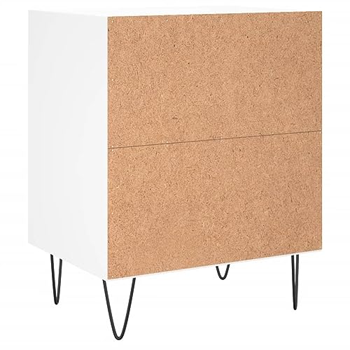 Table de Nuit en Bois d'Ingénierie Blanc avec 2 Compartiments - 8