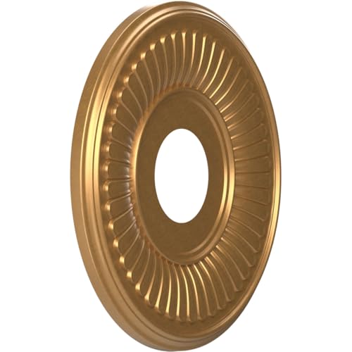 Image of Ekena Millwork CMP13BEBGL Berkshire Thermoformed PVC Ceiling Medallion (Fits Canopies up to 5 3 /4 inch), 13 inchOD x 3 1 /2 inchID x 3 /4 inchP, Bright Coat Gold