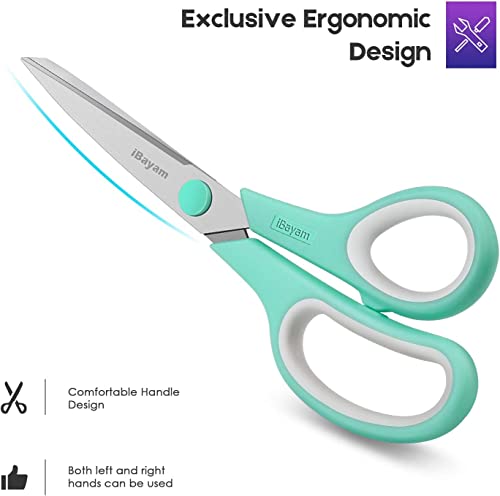 Image of iBayam 24-Pack 8 inch Heavy Duty Scissors in Bulk, Ultra-Sharp, Comfort Grip