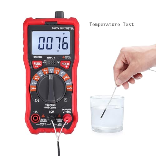 CAMWAY Meter Digital Multimeter 6000 Counts True RMS Auto Ranging NCV AC/DC Voltage Current Resistance Temperature Backlight LCD Multi-Tester Probe & Pair of Crocodile Alligator Clip - Thumbnail 5