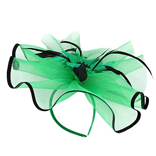 LURROSE chapéu de pena de malha floral clipe fascinators chapéu malha flor clipe de cabelo tiara der