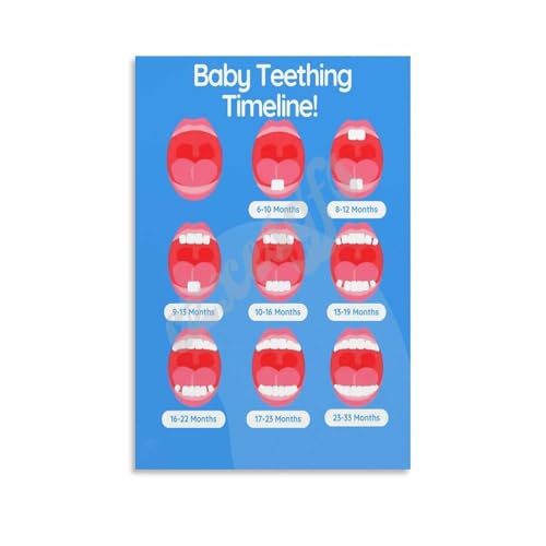 Baby Teething Timeline Poster Pediatric Nursing Wall Art (1) Canvas