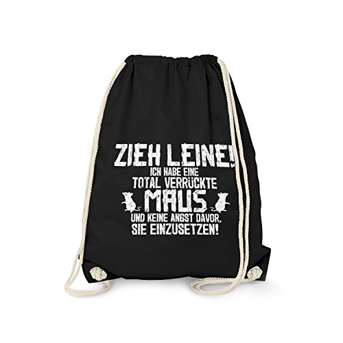 Fashionalarm Turnbeutel - Zieh Leine - Verrückte Maus - Fun mochila con lema, ratones, criadores, dueños Farbmaus Wüsten Rennmaus Springmaus