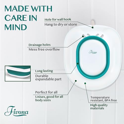 Sitz Bath for Hemorrhoids Soak and Postpartum Care | Toilet Seat | Bartholin Cyst Tub | at Home Soaking Procedures for Man and Detox Vaginal Steaming for Women with Massage Hand Flusher - Thumbnail 6