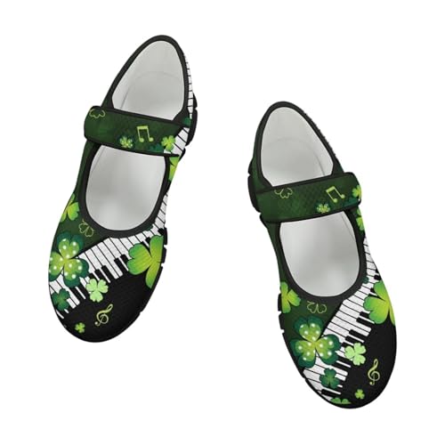 Jeiento St Patrick's Day Mesh Flats for Women Round Toe Ballet Flats Mary Jane Flats