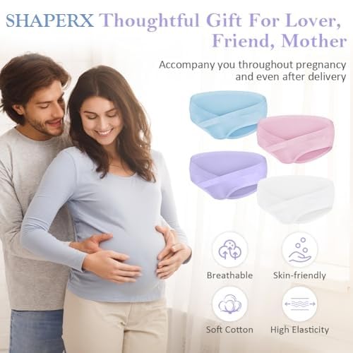 SHAPERXUnder Belly Maternity Panty – Cotton Low Waist Pregnancy Underwear (in, Alpha, L, Regular, 2, Multicolour) - Image 6 thumbnail