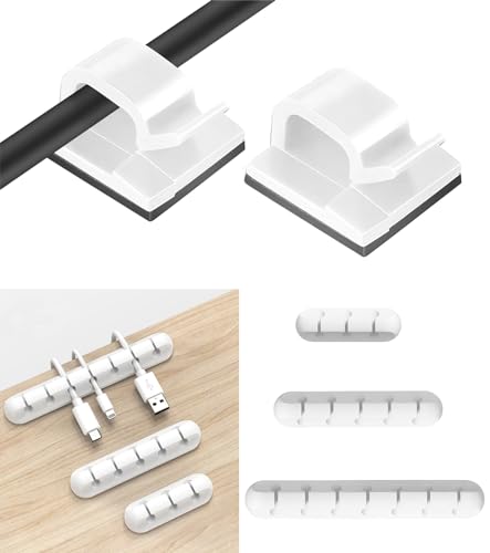 AGPTEK 110 pezzi Morsetti Autoadesivi Clip cavi, Fermacavi Muro ad Alta Viscosità, Set di