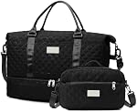 55L Large Travel Duffel Bag with Toiletry Bag for Women, Weekender Bags with Shoe Compartment, Black