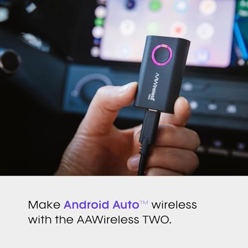 Image of AAWireless Two - Android Auto Wireless Adapter - Convert Factory Wired Android Auto to Wireless - Multifunctional Button - Easy Plug and Play Setup - Seamlessly Connect Via Bluetooth - Made in Europe