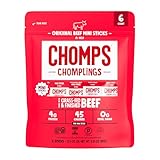 CHOMPS MINI Grass Fed Beef Jerky Meat Snack Sticks 0.5 Oz, Original Beef (Pack of 6)
