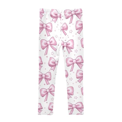 Wusikd Cute Pink Bows Girls' Leggings Toddler Doodles Stars Kids Yoga Pants Dance Active Tights 4T2