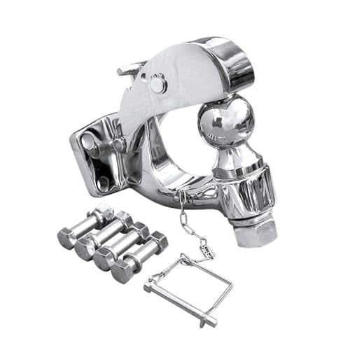 Pintle Hook Chrome Hitch with 2 Inch Ball Towing Heavy Duty 5 TON Car Towbar RV Parts Camper Caravan Motorhome Accessories(with 50mm Ball)