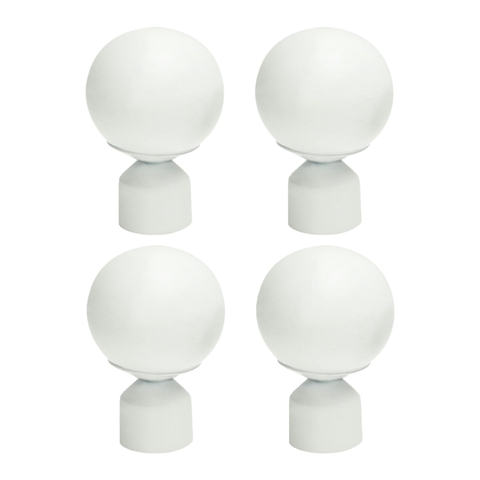 Curtain Pole Ends 4PCS spherical iron art 25mm 28mm adjustable Roman rod button pattern decorative head round ball head white 25mm