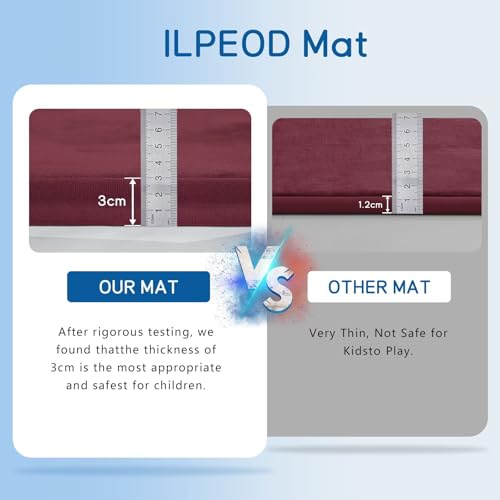 ILPEOD Baby Play Mat for Floor Nursery Muscle Mat Area Rug Playroom Rug 79x158" Elastic Foam 1.3" Thick Crawling Mat for Babies,Toddlers, Infants (Burgundy) by ILPEOD - Used condition - Image 7