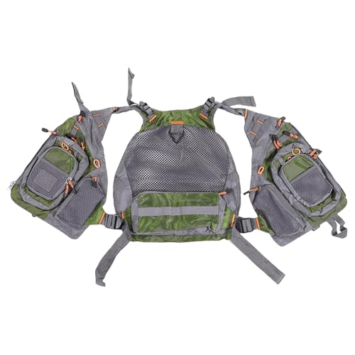 Denash Fishing Vest with Adjustable Straps and Multi Pockets (Green)