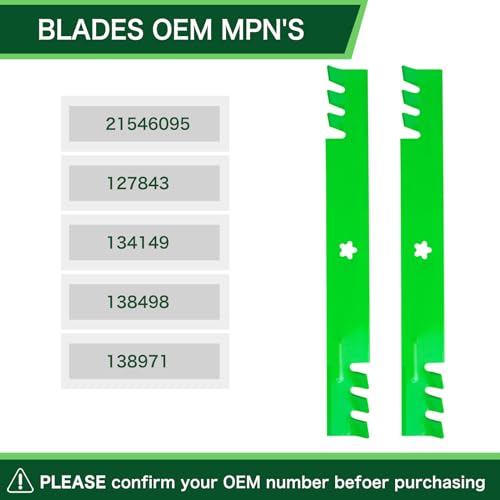 TENGMUJX 42 inch Mower Mulching Blades for Replace 21546095 127843 138971 532138971 138498 532138971 134149 Compatible with Craft sman Pou LAN Pro Husqv Arna 42\'\' Deck Lawn Mower（2 Pack） - Thumbnail 4