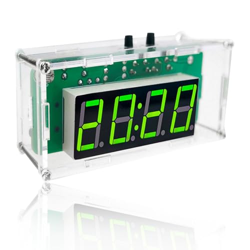 Image of DIY Digital Kit, Soldering Practice Electronics Alarm Clock Soldering Project, Transparent Case, with PCB, Digital Display, with Adjustable Brightness for Beginners & STEM Learning