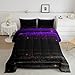 Black Ombre Comforter Purple Geometric Stripe Bedding Set Queen Galaxy Stars Gradient Down Comforter Modern Abstract Stripe Duvet Insert Soft Lightweight Quilt Set With 2 Pillowcases Bedroom Decor