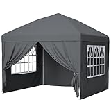 Pavillon 3x3m mit 4 Seitenwänden, 3-Fach Höhenverstellbar, Faltpavillon Gartenpavillon (Grau)