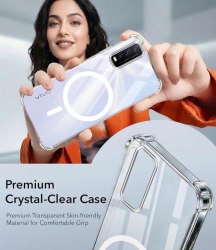 Image of Jkobi Shockproof Crystal-Clear Back Cover for Vivo Y20A | Y20T | Y20G (Magsafe Wireless Support | Drop & Camera Protection | Hard Polycarbonate)