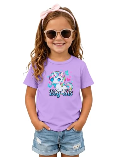 Image of Funnycokid Big Sister Shirts for Girls Pregnancy Announcement Toddler Promoted to T-Shirt 1-7 Years