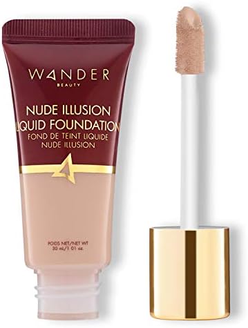 Nude Illusion Liquid Foundation - Fair Light - Medium to Full Coverage Foundation with Niacinamide & Lotus Extract - Natural Skin Finish - Blurs, Conceals & Contours - Travel-Friendly Tube