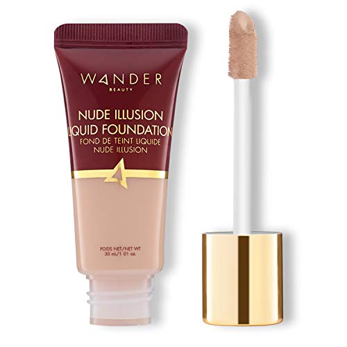 Nude Illusion Liquid Foundation - Fair Light - Medium To Full Coverage Foundation With Niacinamide & Lotus Extract - Natural Skin Finish - Blurs, Conceals & Contours - Travel-Friendly Tube #TOP10