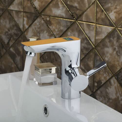 Mitigeur lavabo affichage numérique d'exception en laiton chromé brillant 97122