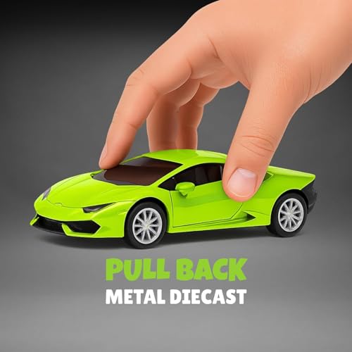 Image of Lamborghini Diecast Metal Toy Car For Kids , Green, 1:32 Scale | Opening Doors, Pull Back Action, For Kids Boys Girls