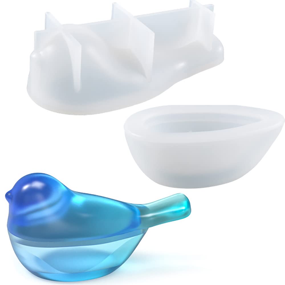 Bird Shape Box with Lid Epoxy Mold DIY Resin Casting Small Bird Trinket Box Silicone Mold, Size: 3