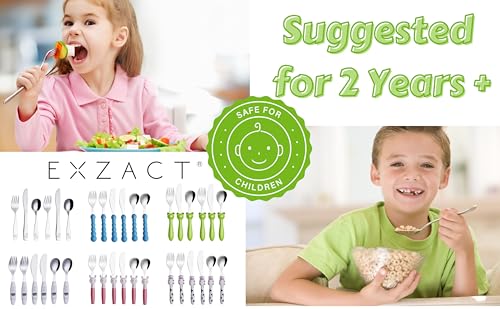Exzact Children's Cutlery Stainless Steel 6pcs Set/Kids Cutlery/Toddler - Dishwasher Safe - 2 x Forks, 2 x Safe Dinner Knives, 2 x Table Spoons - Engraved Design - Dinosaurs - Image 7