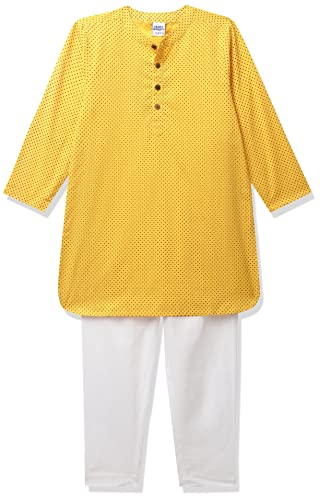 Image of Amazon Brand - Jam & Honey Cotton Boy Festive Printed Kurta And Pyjama Set Which Is Both Comfortable And Stylish